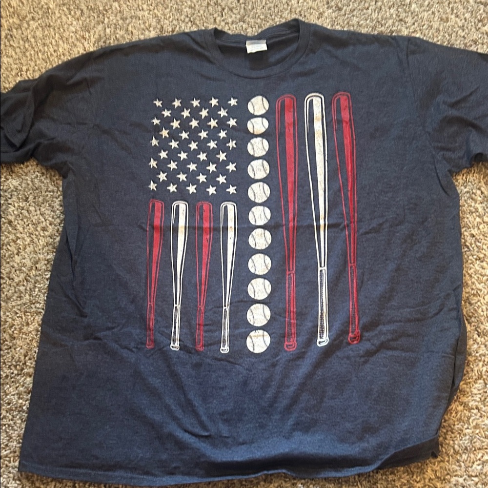 Port and Company Navy Blue Baseball Graphic Tee - Picture 1 of 4